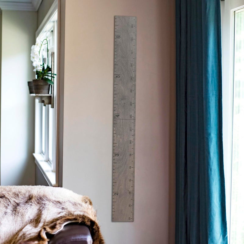 Headwaters Studio Growth Chart for Wall - Height Chart for Kids, Growth Chart for Kids, Measuring Board for Kids Height, Wooden Growth Chart for Wall, Height Measurement for Wall - Gray (63"x6.7") - Image 3